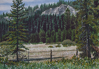 Meadow at Jones' Store Watercolor