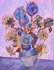 Complimenting 15 Sunflowers in a Vase Painting