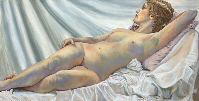 Nude Study in Pink and White Painting